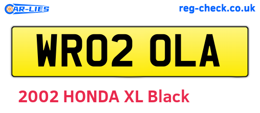 WR02OLA are the vehicle registration plates.