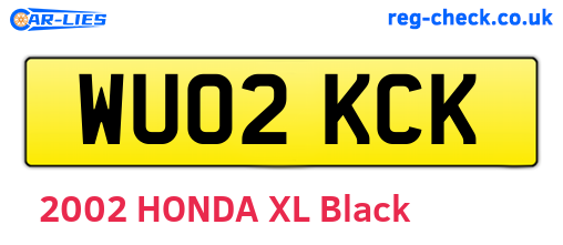 WU02KCK are the vehicle registration plates.