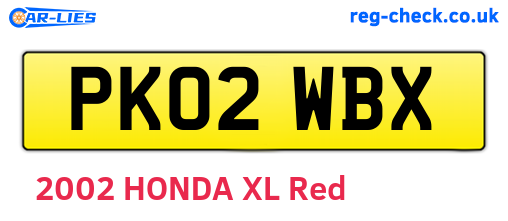 PK02WBX are the vehicle registration plates.