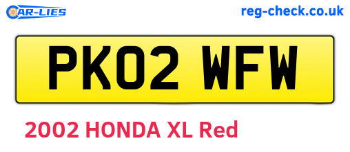 PK02WFW are the vehicle registration plates.