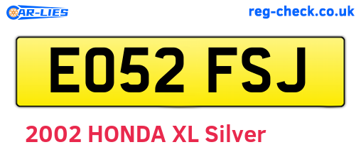 EO52FSJ are the vehicle registration plates.