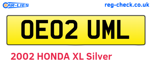 OE02UML are the vehicle registration plates.