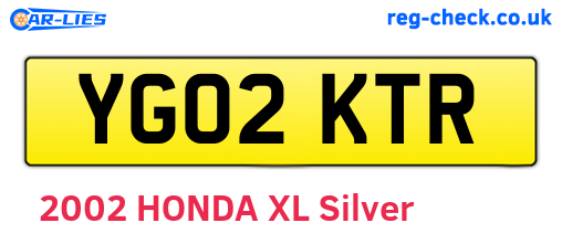 YG02KTR are the vehicle registration plates.