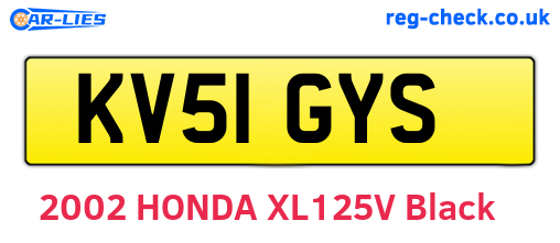 KV51GYS are the vehicle registration plates.