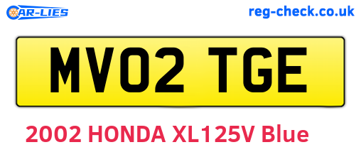 MV02TGE are the vehicle registration plates.