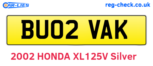 BU02VAK are the vehicle registration plates.