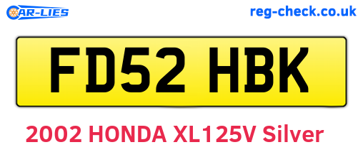 FD52HBK are the vehicle registration plates.