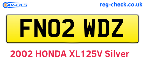 FN02WDZ are the vehicle registration plates.