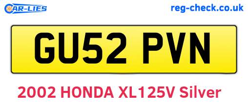 GU52PVN are the vehicle registration plates.