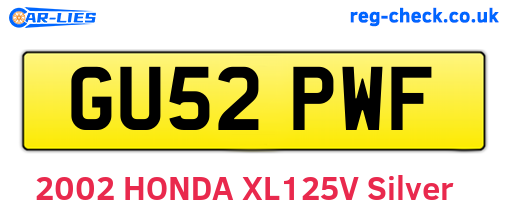 GU52PWF are the vehicle registration plates.