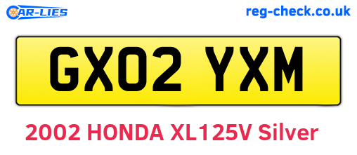 GX02YXM are the vehicle registration plates.