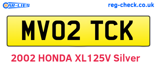 MV02TCK are the vehicle registration plates.