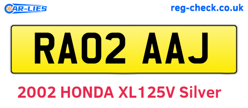 RA02AAJ are the vehicle registration plates.