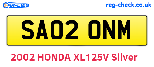 SA02ONM are the vehicle registration plates.
