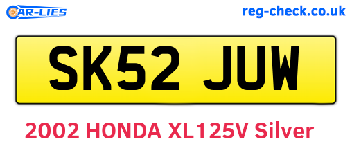 SK52JUW are the vehicle registration plates.
