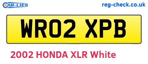 WR02XPB are the vehicle registration plates.