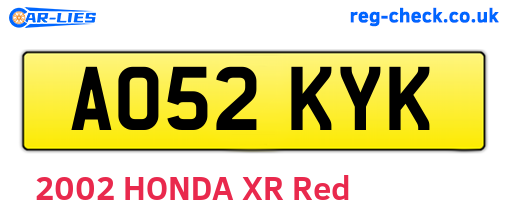 AO52KYK are the vehicle registration plates.