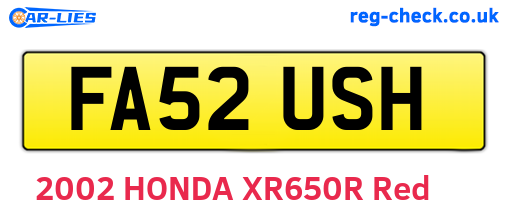 FA52USH are the vehicle registration plates.