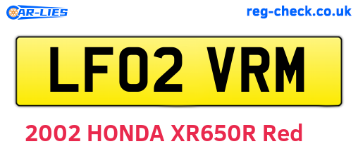 LF02VRM are the vehicle registration plates.