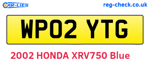 WP02YTG are the vehicle registration plates.