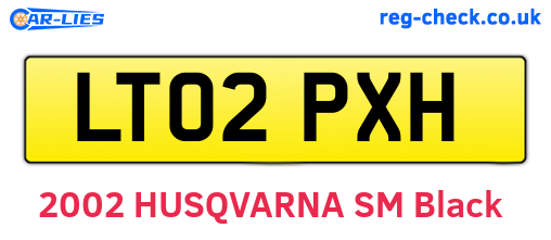 LT02PXH are the vehicle registration plates.