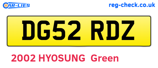 DG52RDZ are the vehicle registration plates.