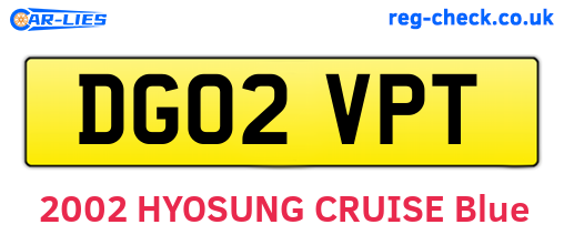 DG02VPT are the vehicle registration plates.
