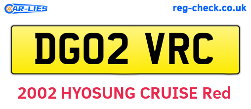 DG02VRC are the vehicle registration plates.