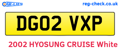 DG02VXP are the vehicle registration plates.