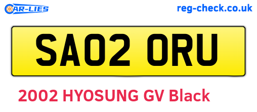 SA02ORU are the vehicle registration plates.