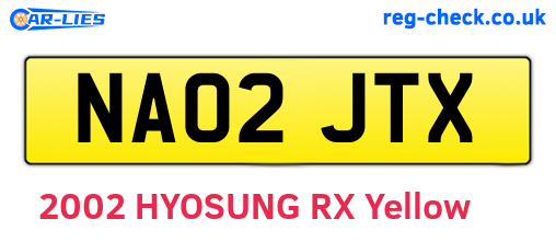 NA02JTX are the vehicle registration plates.