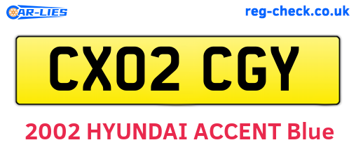CX02CGY are the vehicle registration plates.