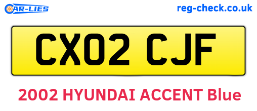 CX02CJF are the vehicle registration plates.