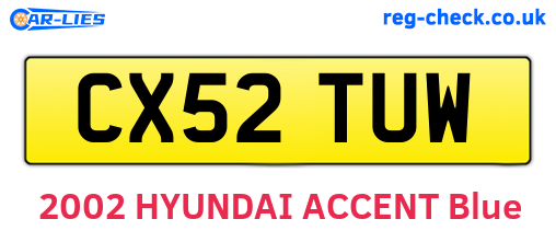 CX52TUW are the vehicle registration plates.