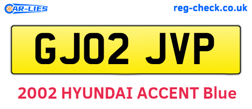 GJ02JVP are the vehicle registration plates.
