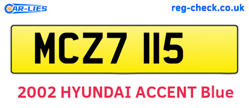 MCZ7115 are the vehicle registration plates.