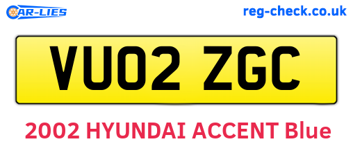 VU02ZGC are the vehicle registration plates.