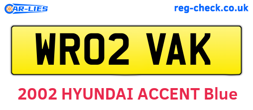 WR02VAK are the vehicle registration plates.