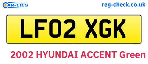 LF02XGK are the vehicle registration plates.