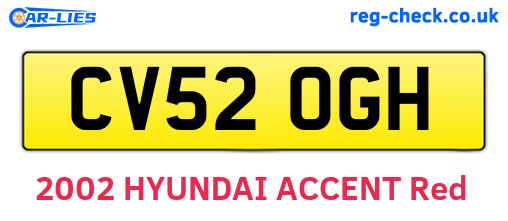 CV52OGH are the vehicle registration plates.