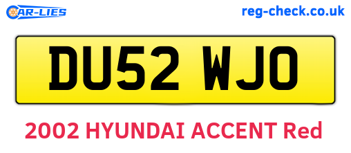 DU52WJO are the vehicle registration plates.