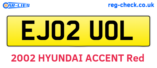 EJ02UOL are the vehicle registration plates.