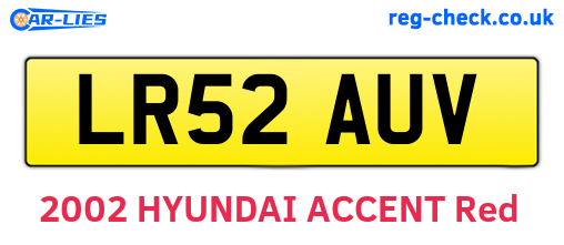 LR52AUV are the vehicle registration plates.