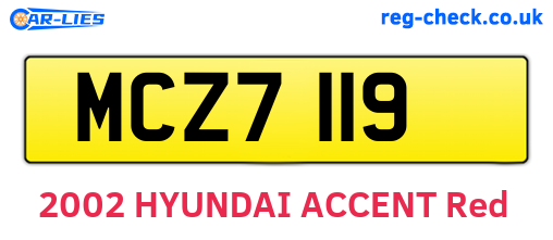 MCZ7119 are the vehicle registration plates.