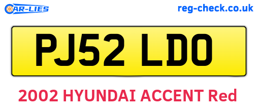 PJ52LDO are the vehicle registration plates.
