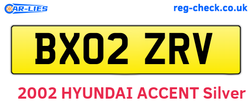BX02ZRV are the vehicle registration plates.