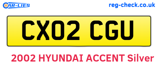CX02CGU are the vehicle registration plates.