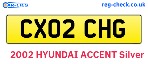 CX02CHG are the vehicle registration plates.