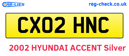 CX02HNC are the vehicle registration plates.