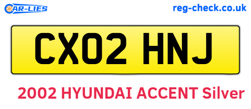 CX02HNJ are the vehicle registration plates.